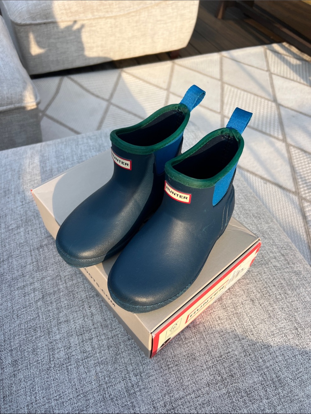 Hunter Kids Navy Blue Rain Chelsea Boots